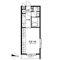 東武東上線 中板橋駅 徒歩9分の賃貸マンション 3階1Kの間取り