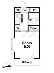グリーンハイツ大南 4階1Kの間取り