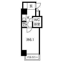 ダイアパレス上野 3階1Kの間取り