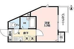 GRANBLUE王子(グランブルーオウジ) 1階1Kの間取り