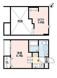 埼玉高速鉄道 浦和美園駅 徒歩10分の賃貸アパート 1階ワンルームの間取り
