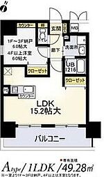 阪急宝塚本線 三国駅 徒歩7分の賃貸マンション 4階1LDKの間取り