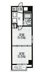 豊橋鉄道東田本線 札木駅 徒歩3分の賃貸マンション 6階2Kの間取り