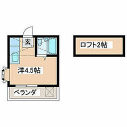 西武拝島線 武蔵砂川駅 徒歩10分の賃貸アパート 1階ワンルームの間取り