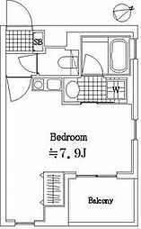 京急本線 立会川駅 徒歩6分の賃貸マンション 12階1Kの間取り