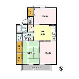 パークハイム　ＡＢ 1階3DKの間取り