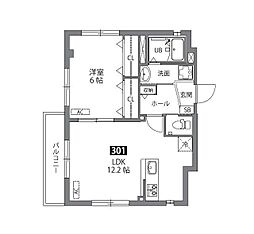 JR総武線 東中野駅 徒歩3分の賃貸マンション 3階1LDKの間取り