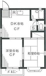 西武新宿線 上井草駅 徒歩10分の賃貸アパート 2階2DKの間取り