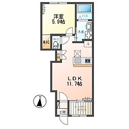 JR常磐線 常陸多賀駅 徒歩19分の賃貸アパート 1階1LDKの間取り