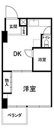 都営浅草線 馬込駅 徒歩10分の賃貸マンション 5階1DKの間取り