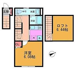 JR総武線 平井駅 徒歩6分の賃貸アパート 2階1Kの間取り