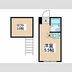JR中央線 国分寺駅 徒歩10分の賃貸アパート 1階ワンルームの間取り