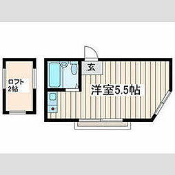 JR中央線 三鷹駅 徒歩32分の賃貸アパート 2階ワンルームの間取り