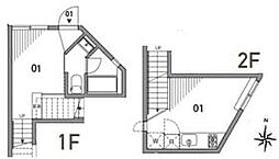 JR中央線 中野駅 徒歩8分の賃貸アパート 1階1DKの間取り