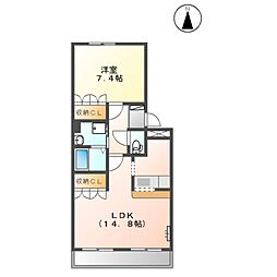 JR武豊線 亀崎駅 徒歩22分の賃貸アパート 2階1LDKの間取り