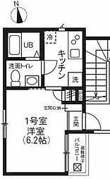 ディーアパートメントII 1階1Kの間取り