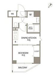 東京メトロ南北線 赤羽岩淵駅 徒歩4分の賃貸マンション 6階1DKの間取り