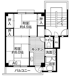 JR東海道本線 三河安城駅 バス20分 榎前下車 徒歩15分の賃貸マンション 3階2Kの間取り