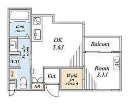 ラ・ソラリス 2階1DKの間取り
