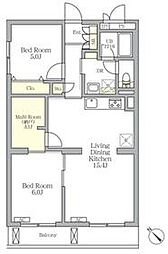 西武新宿線 下落合駅 徒歩6分の賃貸マンション 2階2SLDKの間取り
