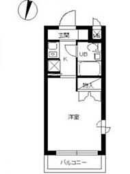 京急本線 鶴見市場駅 徒歩8分の賃貸マンション 2階ワンルームの間取り