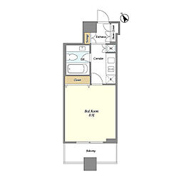都営浅草線 五反田駅 徒歩3分の賃貸マンション 9階1Kの間取り
