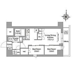 京急本線 青物横丁駅 徒歩5分の賃貸マンション 8階2LDKの間取り