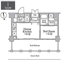 東急目黒線 西小山駅 徒歩5分の賃貸マンション 4階1DKの間取り