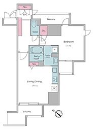 都営浅草線 中延駅 徒歩2分の賃貸マンション 14階1LDKの間取り