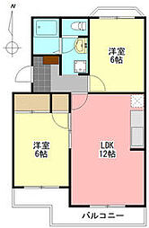 遠州鉄道 自動車学校前駅 徒歩7分の賃貸マンション 3階2LDKの間取り