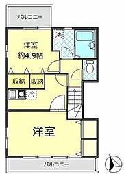 西武新宿線 野方駅 徒歩3分の賃貸アパート 3階2Kの間取り