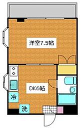 JR総武本線 市川駅 徒歩5分の賃貸マンション 3階1DKの間取り
