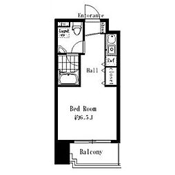 東京メトロ南北線 白金高輪駅 徒歩9分の賃貸マンション 5階ワンルームの間取り