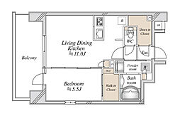 都営浅草線 馬込駅 徒歩2分の賃貸マンション 5階1LDKの間取り