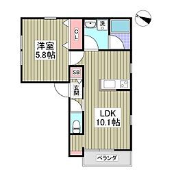 JR総武線 小岩駅 徒歩6分の賃貸アパート 2階1LDKの間取り