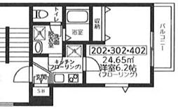 東急東横線 学芸大学駅 徒歩7分の賃貸マンション 3階1Kの間取り