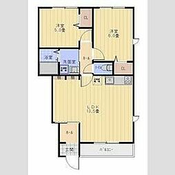 JR東海道本線 岡崎駅 徒歩23分の賃貸アパート 1階2LDKの間取り
