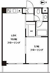 都営新宿線 曙橋駅 徒歩3分の賃貸マンション 2階1LDKの間取り