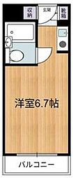 JR中央線 国立駅 徒歩14分の賃貸マンション 3階ワンルームの間取り