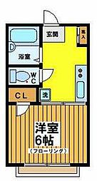 京王井の頭線 浜田山駅 徒歩3分の賃貸アパート 2階1Kの間取り