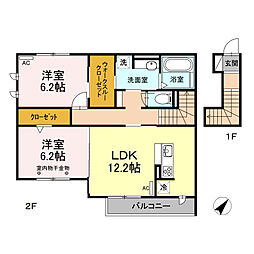 ＳＯＵＴＨ ＨＩＬＬＳ ＧＡＲＤＥＮＳ II 2階2LDKの間取り
