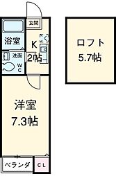 Loft7本陣 1階1Kの間取り