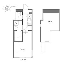 JR高崎線 尾久駅 徒歩6分の賃貸アパート 2階1Kの間取り