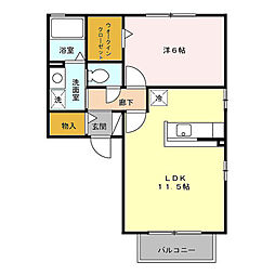東武宇都宮線 江曽島駅 徒歩17分の賃貸アパート 2階1LDKの間取り