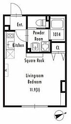 都営新宿線 曙橋駅 徒歩5分の賃貸マンション 2階ワンルームの間取り