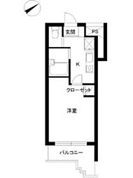 都営新宿線 曙橋駅 徒歩3分の賃貸マンション 1階1Kの間取り