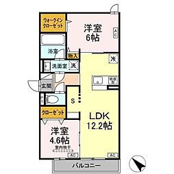 京成金町線 京成金町駅 徒歩14分の賃貸アパート 2階2LDKの間取り