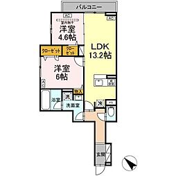 京成金町線 京成金町駅 徒歩14分の賃貸アパート 2階2LDKの間取り