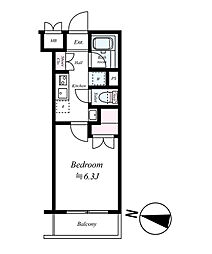 東急大井町線 高津駅 徒歩7分の賃貸マンション 4階1Kの間取り