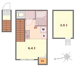 東急田園都市線 三軒茶屋駅 徒歩9分の賃貸アパート 2階ワンルームの間取り